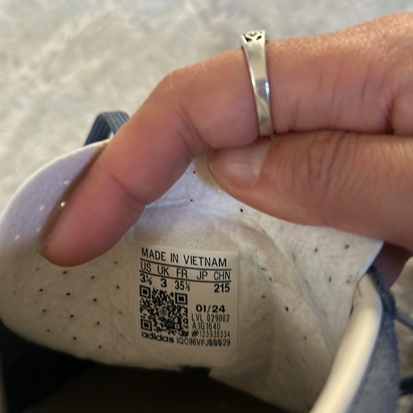 Adidas Gazelle Suede Blue w/Pink & White Stripes Sneakers - Picture 13 of 16